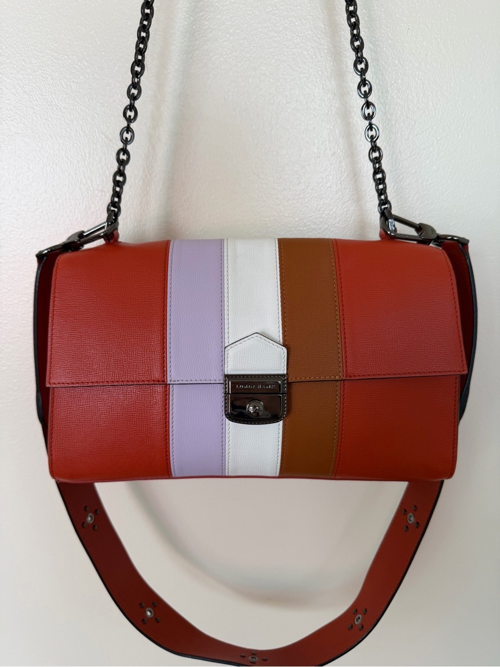 LONGCHAMP Effrontee Shoulder Leather Bag with Detachable Crossbody Strap Multi